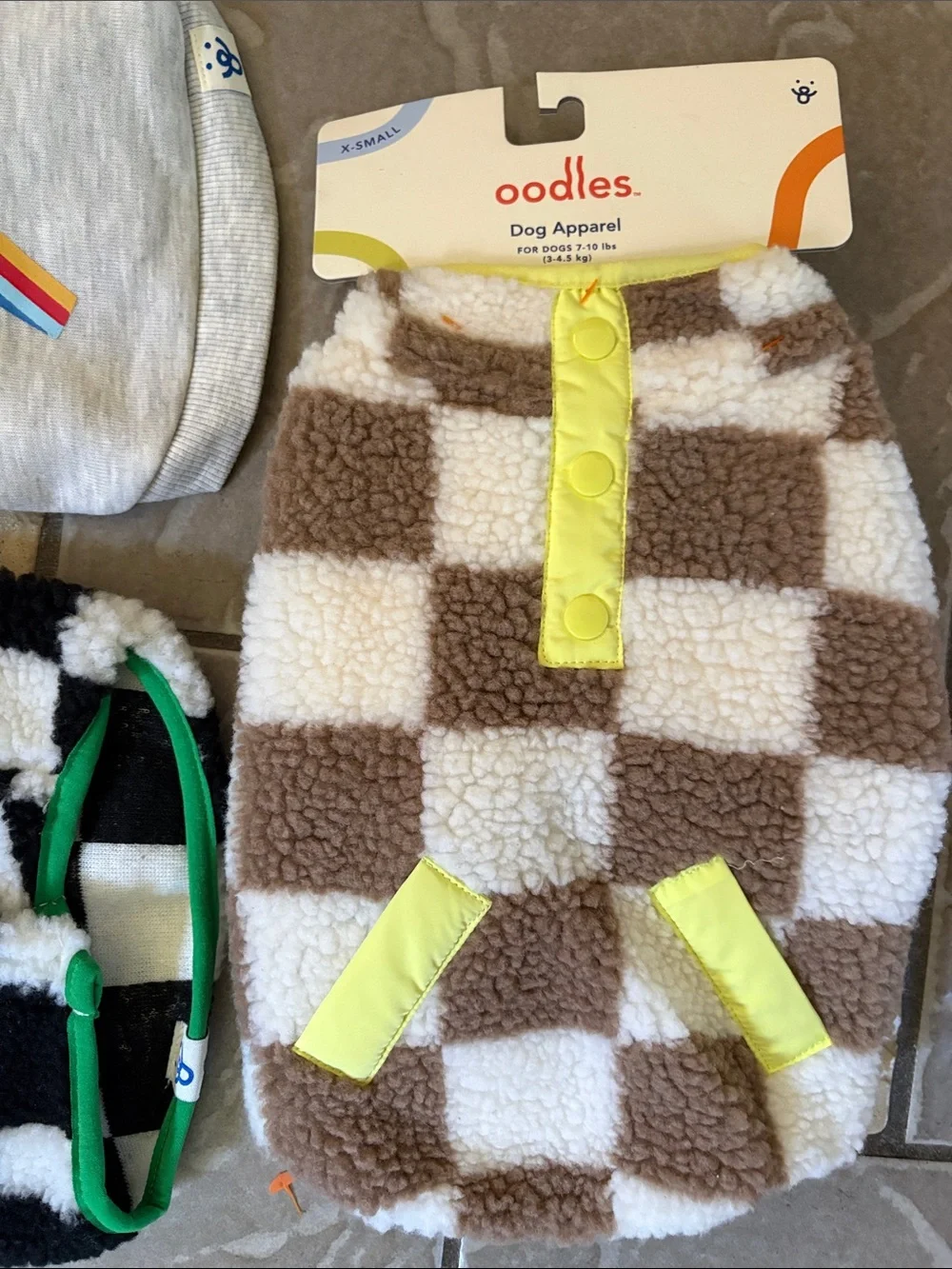 Oodles Checkered Sherpa & Lightning Hoodie Dog clothing  Apparel Set lot 3 new